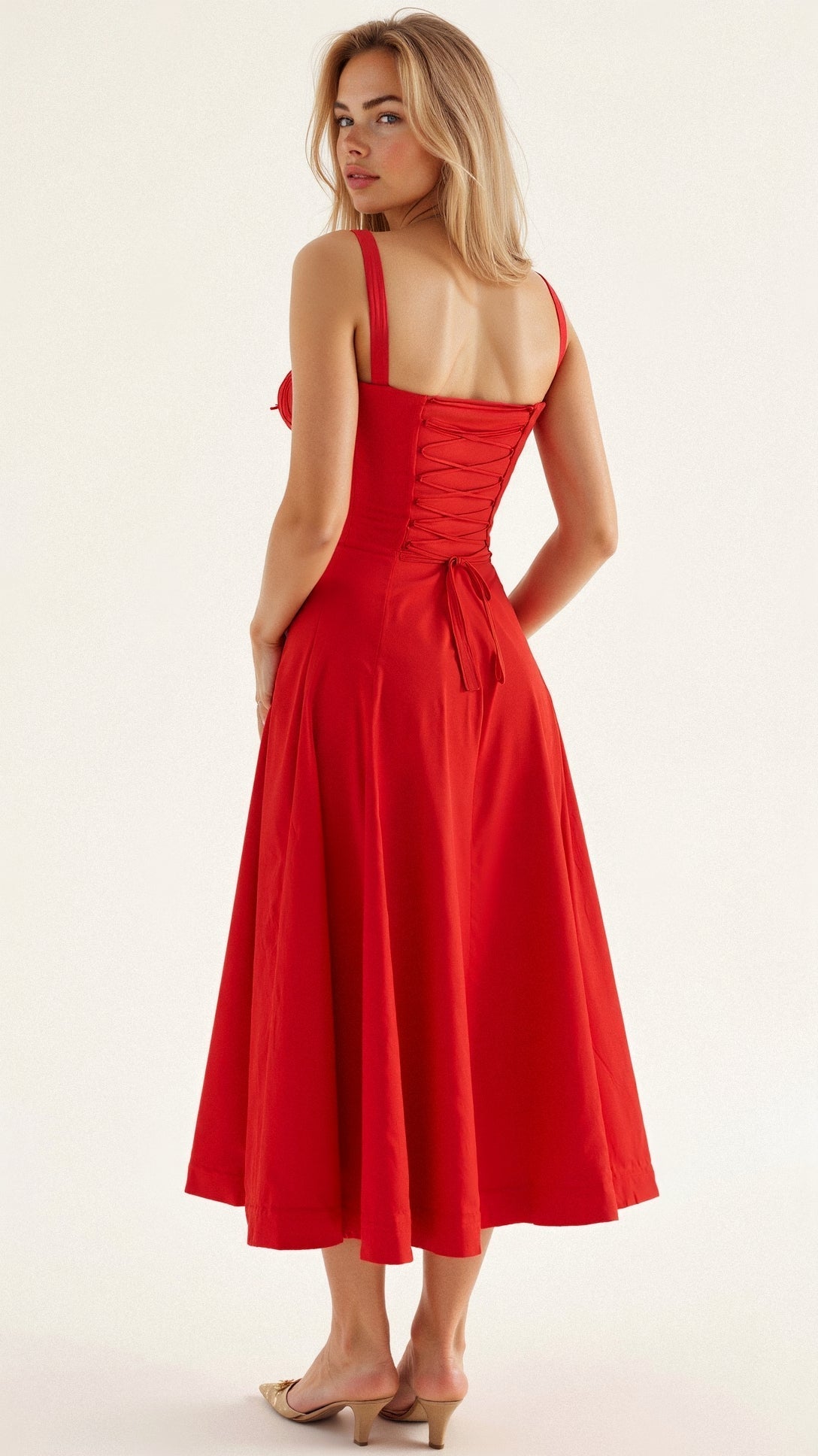 Demitri | Women’s Waist‑Sculpting Bustier Lace‑Up Midi Dress
