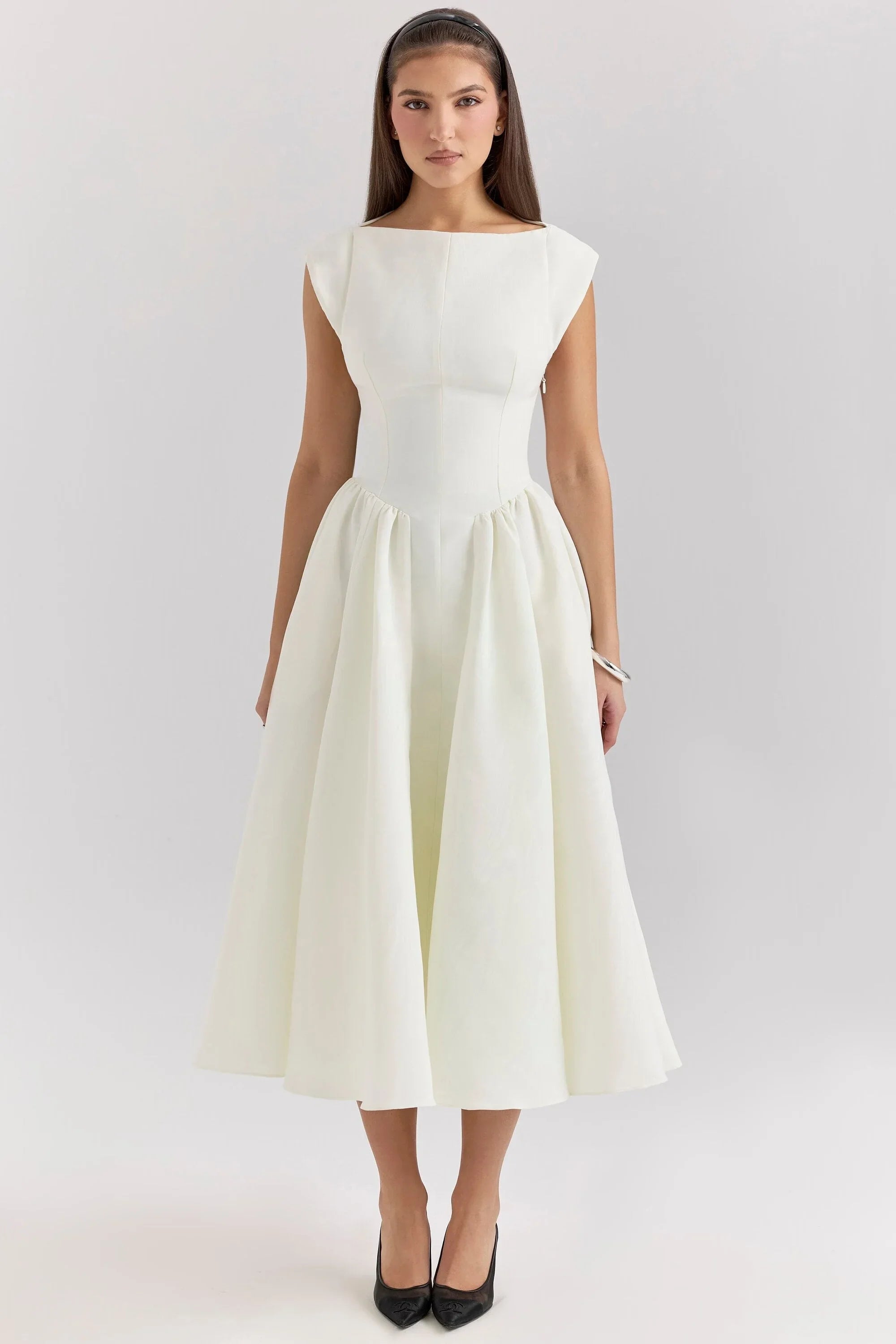 Natalie | Women’s Sculpted Bodice Midi Dress