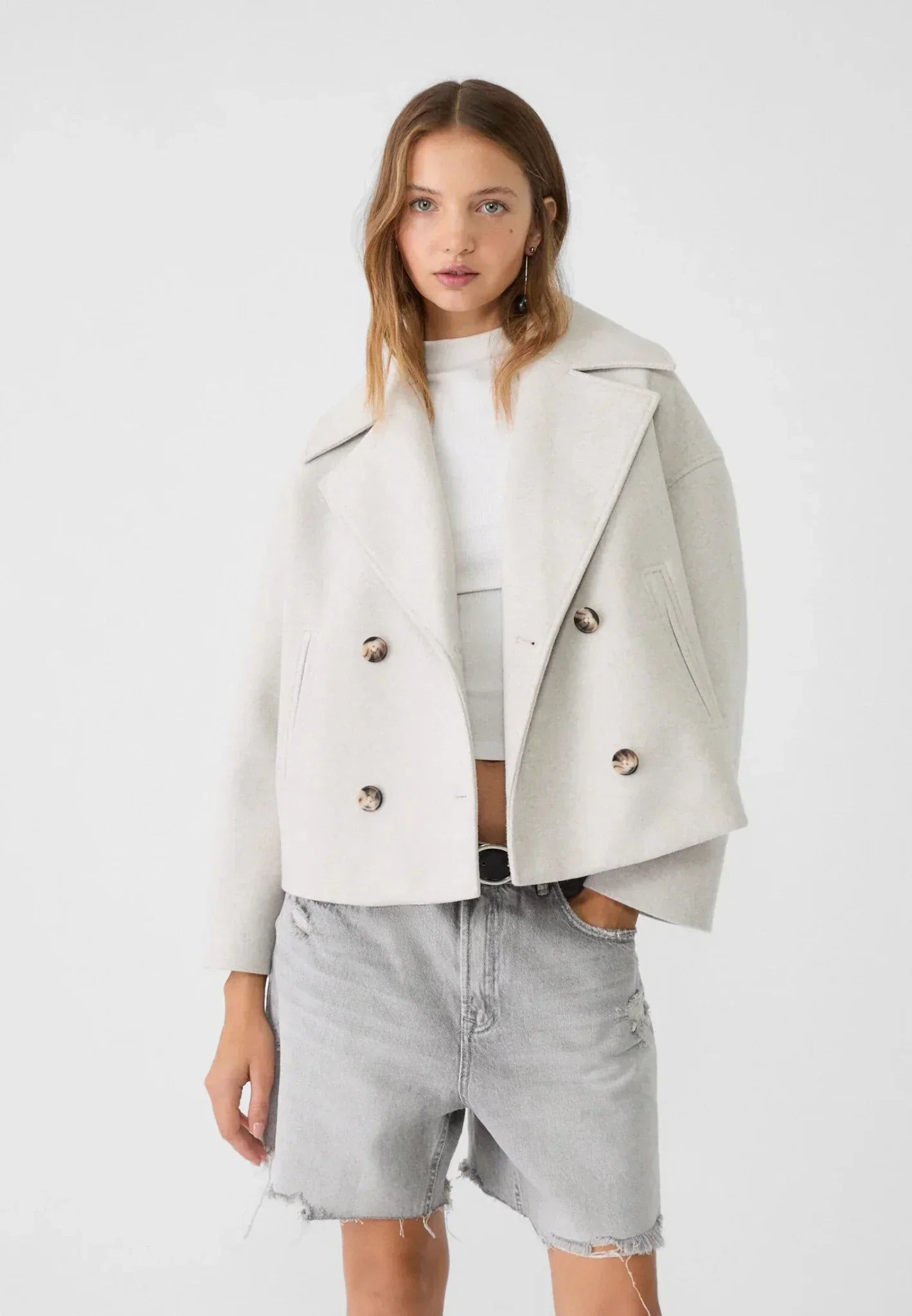 Maizie | Women’s Cropped Double-Breasted Jacket with Structured Fit & Lapel Collar