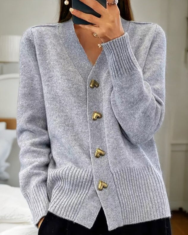 Lara | Heart-Button Knit Cardigan