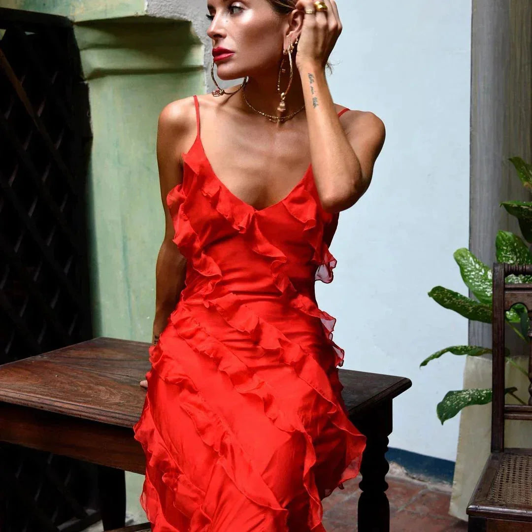 Kiara | Women’s Elegant Ruffled Maxi Dress for Evening Events
