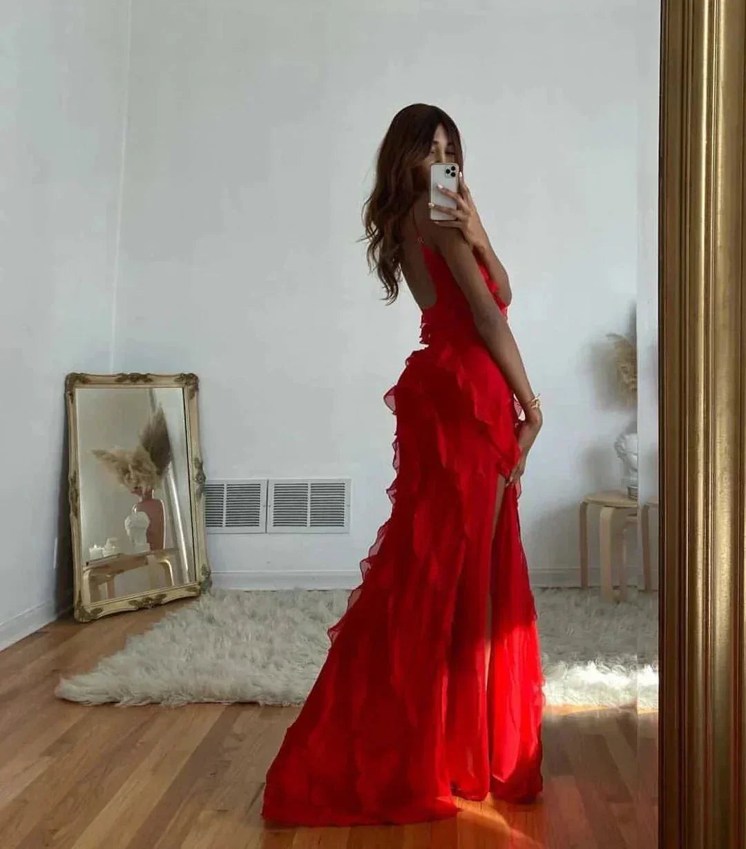 Kiara | Women’s Elegant Ruffled Maxi Dress for Evening Events