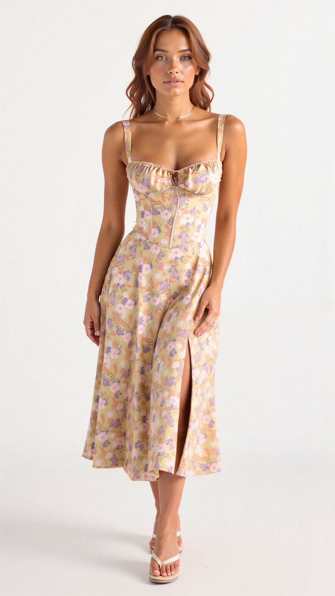 Demitri | Women’s Waist‑Sculpting Bustier Lace‑Up Midi Dress