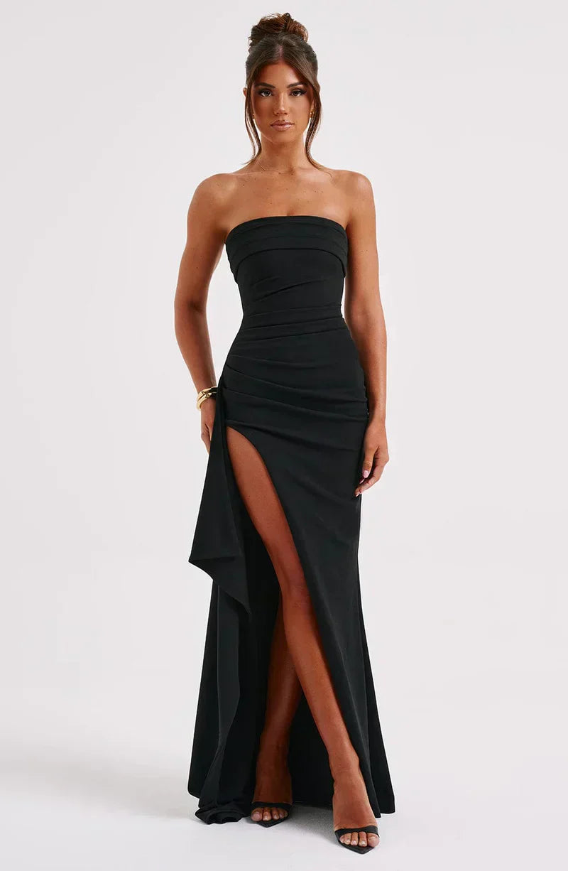 Tria | Women’s Twisted Off‑Shoulder Flowing Maxi Dress